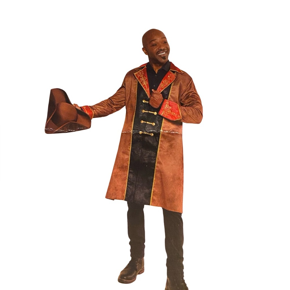Teen/Adult Pirate Brown and Black Long Coat with Red Accents